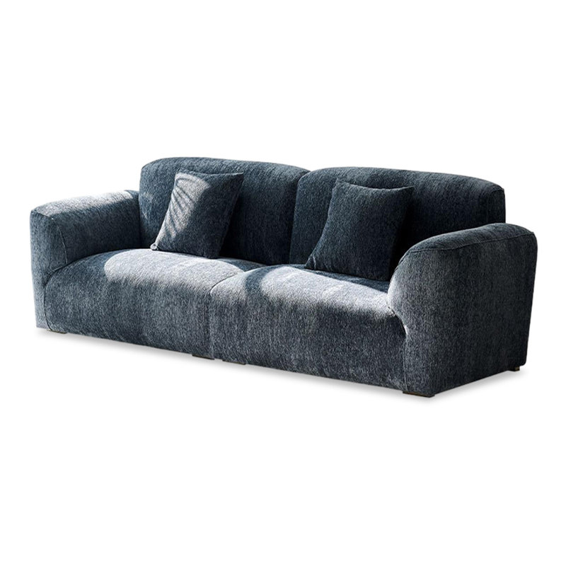 Canapé modulaire en chenille bleue, Bleu, H 34,65 po x l 86,61 po x P 40,55 po