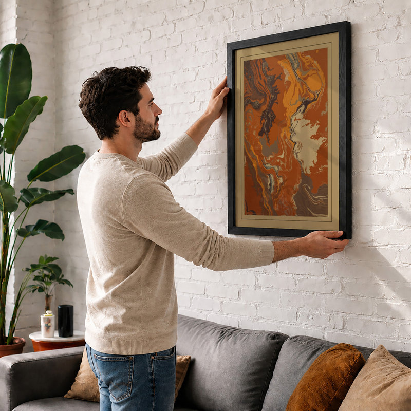 Earthen Flow Boho - Framed Print, A4 - 29.7 x 21.0 cm, White