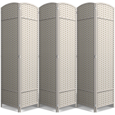 Cloison pliante à panneaux à double charnière, 6 panneaux, beige