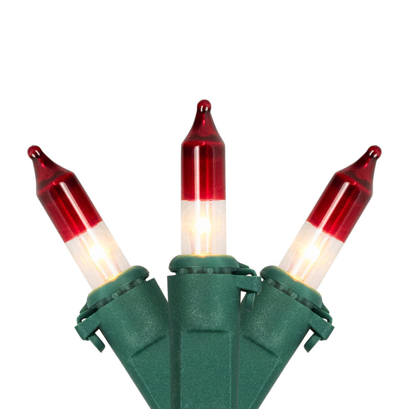 Mini Christmas Light Set - Green Wire, Clear/Red/Green, 258"