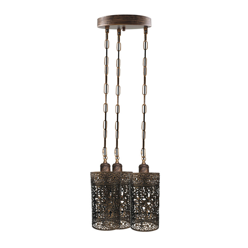 Mohn 3 - Light Cluster Cylinder Pendant, Brushed Copper
