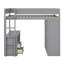 Lit mezzanine en bois avec garde-robe, 2 tiroirs, bureau et tablettes de rangement-791530280-791530283