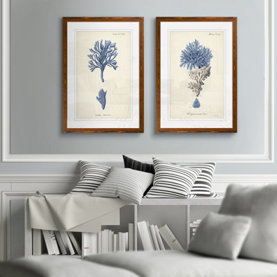 " Antique Coral In Navy III " by Vincent Van Gogh 2 - Pieces