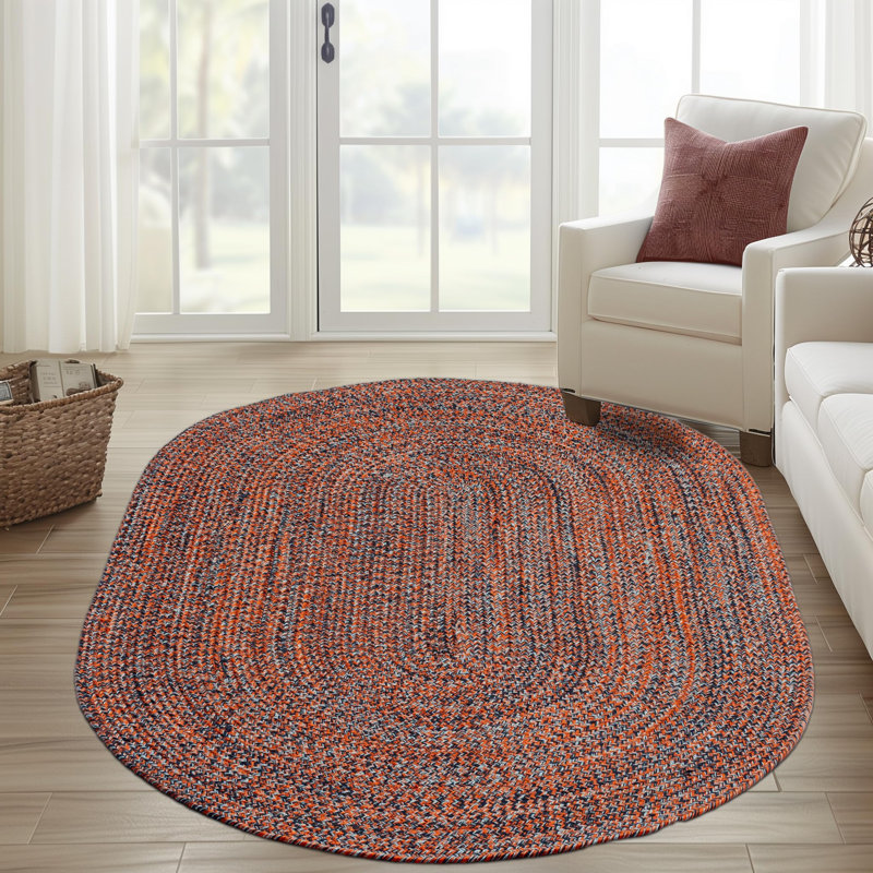 Tapis bleu marine tressé à la main Greensboro, Ovale 4 pi x 6 pi