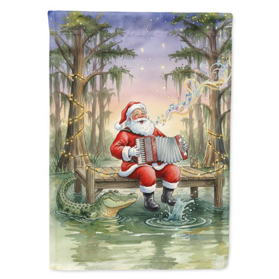 Drapeau de la maison de Noël Cajun Père Noël et accordéon Gator
