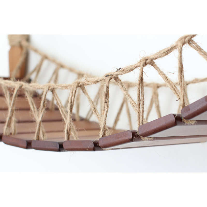 Natural Bamboo Wall-Mounted Cat Tree with Hammocks and Bridge