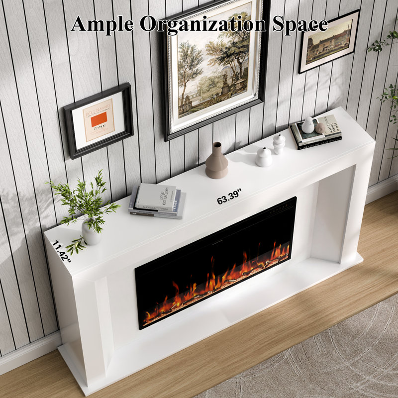 65.75" Electric Fireplace Heater Mantel Tv Stand With Remote Control, Overheat Protection