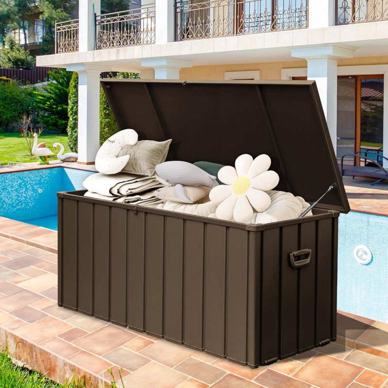 Coffre de terrasse en métal 190 gallons, Brun