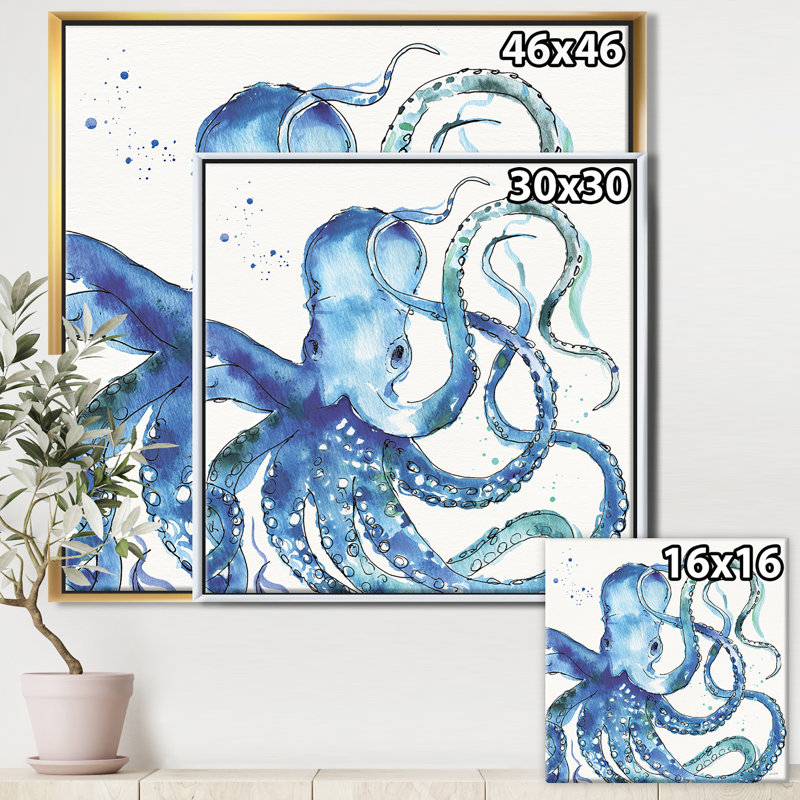 «Blue Deep Sea VIII» de Jaequan Designart - reproduction sur toile avec cadre flottant, H 30 po x l 30 po x P 1 po