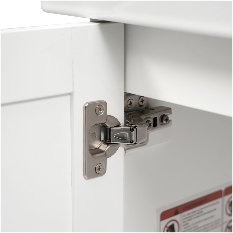 Meuble-lavabo moderne blanc 20,28 po avec lavabo en céramique, structure en bois et tiroir - idéal pour les petites salles de bain.