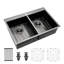 Évier encastré à double cuve noire en acier inoxydable de calibre 18, 33 po x 22 po, pratique