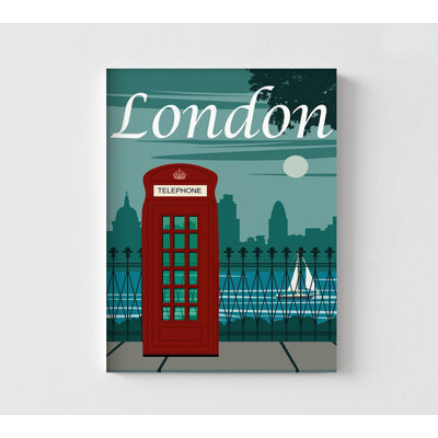 Affiche de voyage rétro de Londres, impression de cabine téléphonique, décor de cabine rouge en Angleterre, décor de tabern moderne, décor d'inspiration pub de Londres