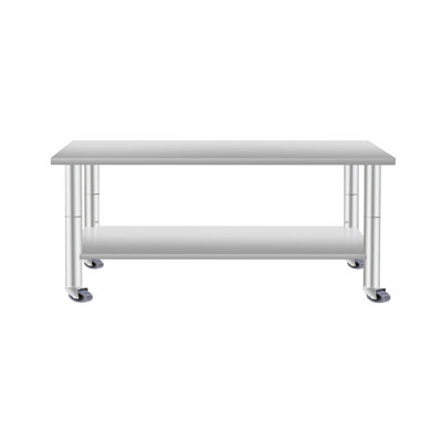 60 - Inch By 24 Stainless Steel Work Table With Under Shelf And Wheels, 35.5 Inches Tall For Home Kitchen Service 60''*24'' Wheels Shelf, Food Tasks
