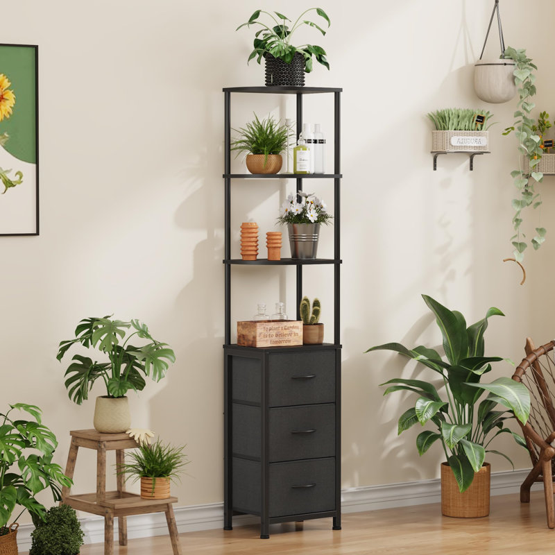 172cm H x 38cm W Metal Corner Bookcase, Black