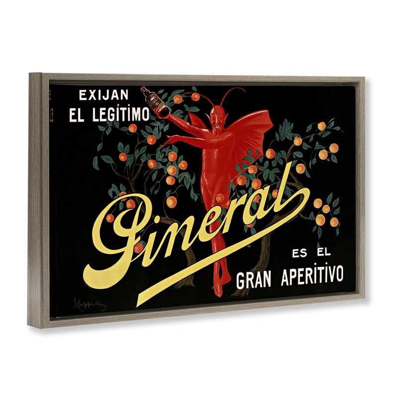 Affiche d'apéritif avec cadre flottant de caractère, design par Leonetto Cappiello, H 17 po x l 25 po