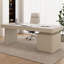 Bureau blanc / beige fritté rectangulaire + bois manufacturé avec bureau à 6 tiroirs-104082546-104082548