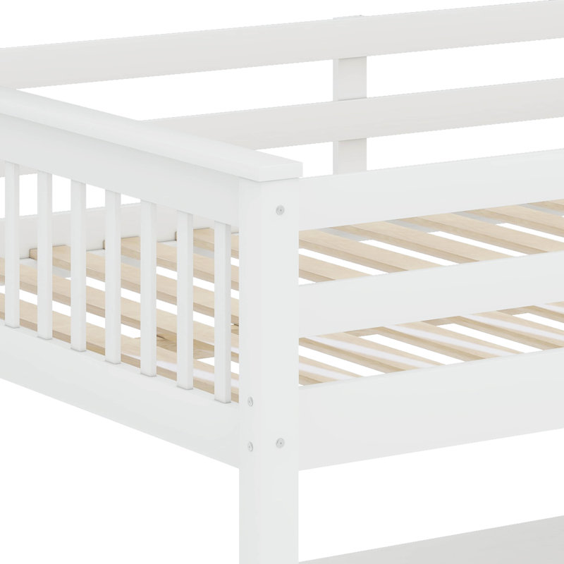 Lit mezzanine avec tablettes de rangement et bureau sous le lit, Double, Blanc