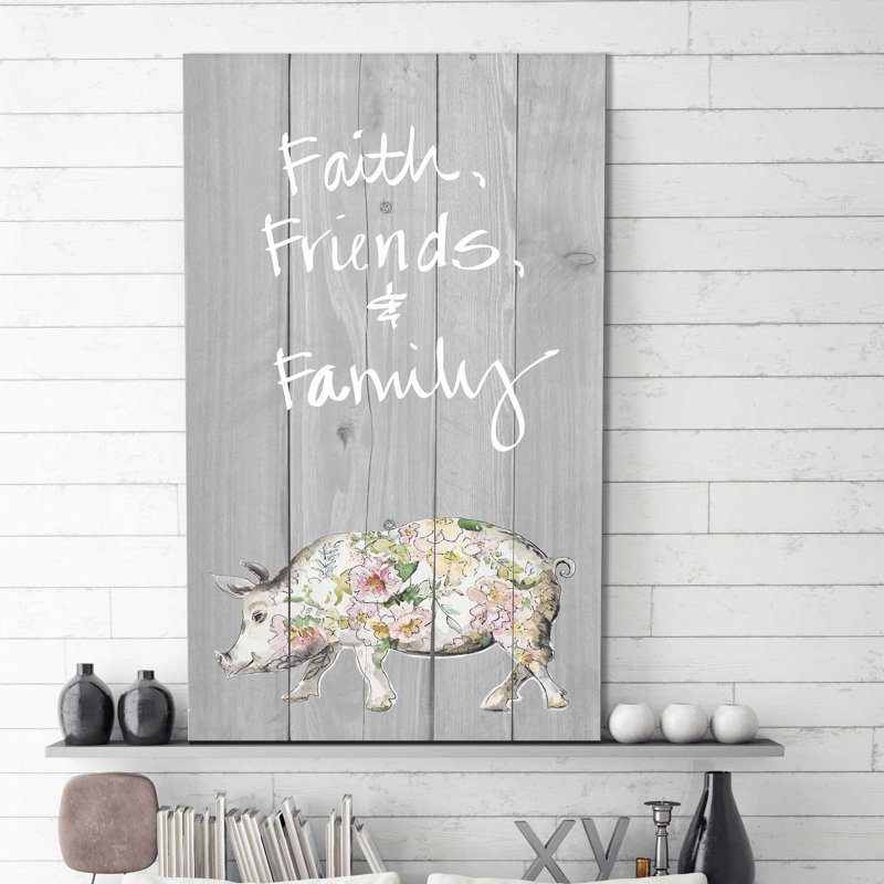 «Faith Friends Family», impression, H 30 po x l 18 po x P 1 po, Toile tendue