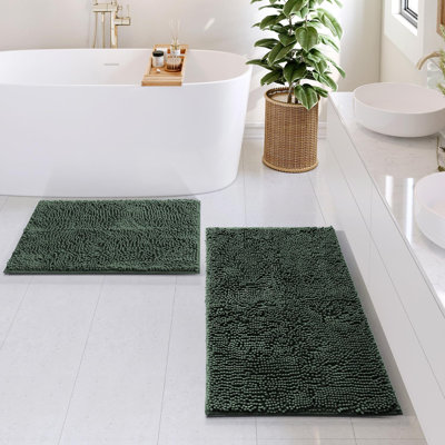 Tapis de bain en chenille absorbant doux avec envers antidérapant Yasmen (ensemble de 2)