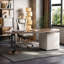 Bureau à 3 tiroirs brun noisette + bois manufacturé blanc + acier inoxydable-109080084-109080086