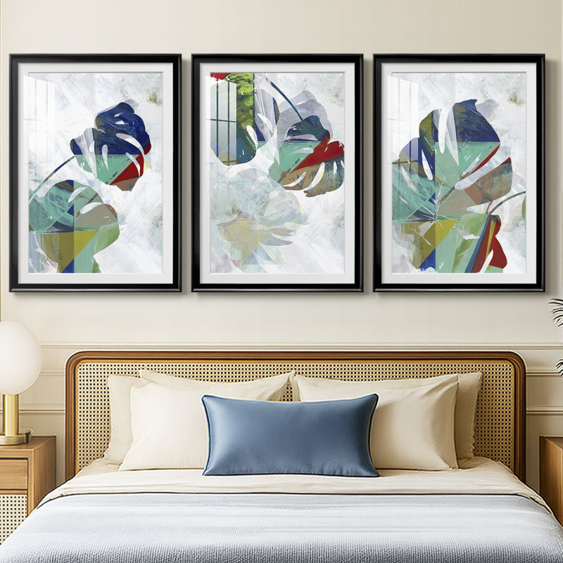 Monstera VI - Impression sur mesure encadrée de qualité supérieure - 3 pièces, Noir, H 21 po x l 30 po