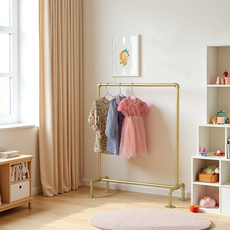 Kids Clothing Rack , Metal Toddler Dress Up Rack For Little Girls, Kids Dress Up Clothes Storage For Coats, Skirts, Dance Costume(Gold)