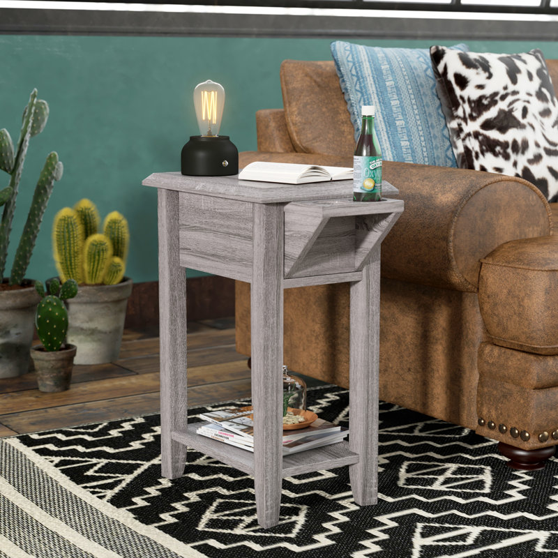 Mariby End Table with Storage, Distressed Gray