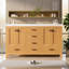 Meuble-lavabo autoportant 60 po avec structure en bois massif et armoire en MDF, lavabo double en résine Smc