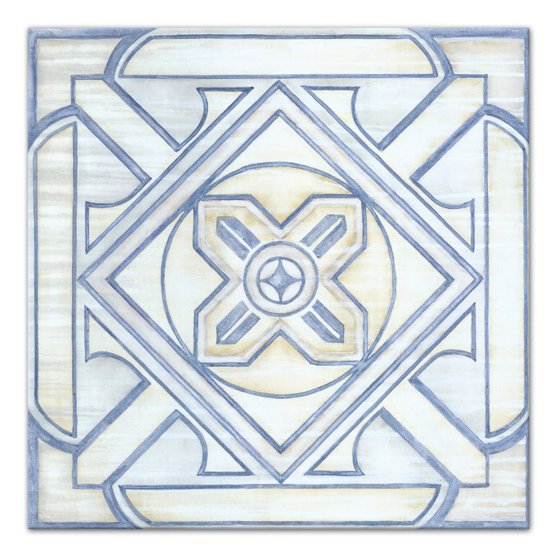 «Blue and White Tile», reproduction d'impression sur toile en bleu, H 12 po x l 12 po, Toile tendue