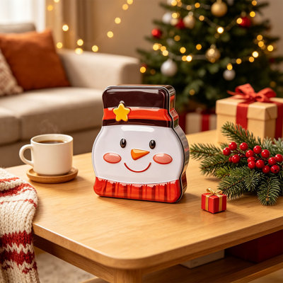 Christmas Tree IronBox With Lid Festive Holiday Candys Cookies Storage Container Decorative Metal Iron For Treats Ornaments Gifts Party Favors