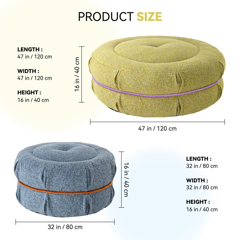 Round Upholstered Pouf Mat Multifunctional Cushion That Can Also Be Used As A Footstool, Green 