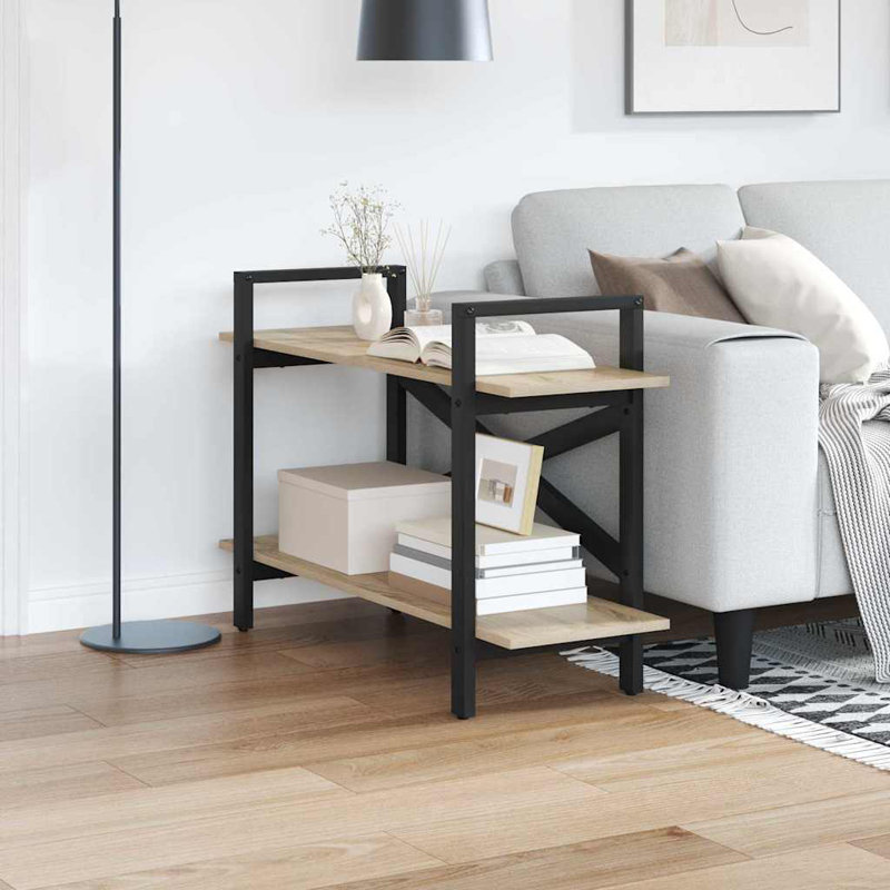 64cm H x 100cm W Steel Etagere Bookcase, Sonoma Oak
