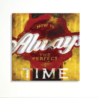 « perfect timing » par rodney’s, affiche rétro blanche sur toile tendue