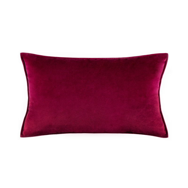  Housse et insert de coussin carré en velours, Vin rouge, H 14 po x l 20 po x P 4 po, polyester
