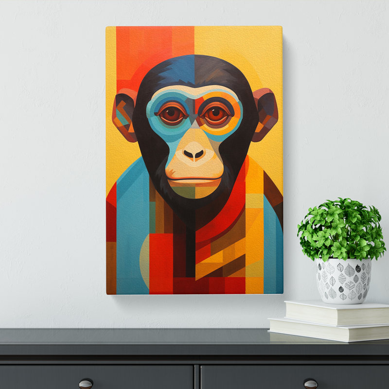 Monkey Constructivism Art No.2 - Wrapped Canvas, 76cm H x 50cm W x 3cm D