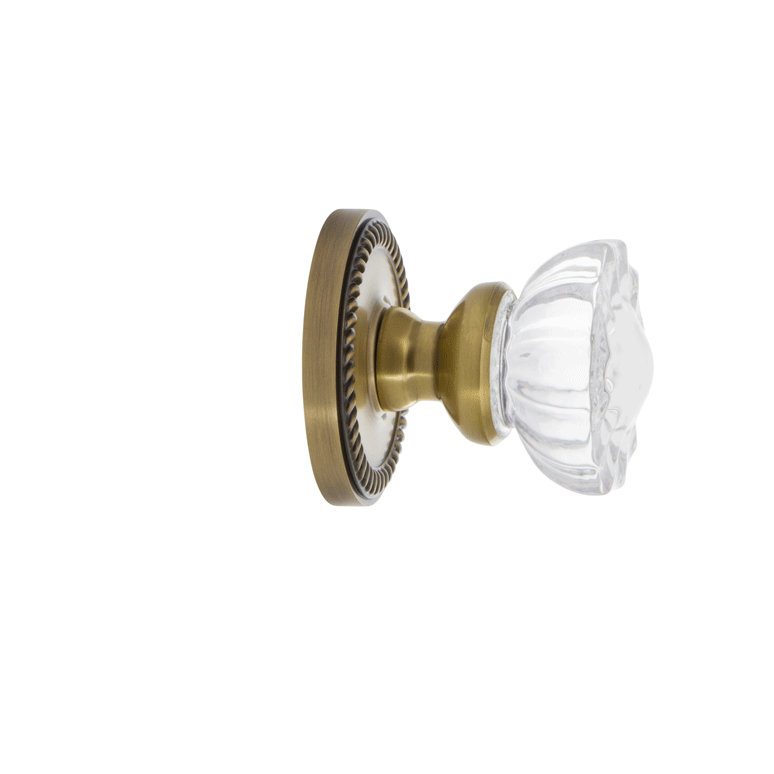 Rosace double avec bouton de porte en cristal Grandeur Newport Rosette, Laiton rétro