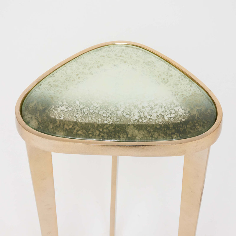 Jan Glass End Table,  Taupe Top/Champagne Base