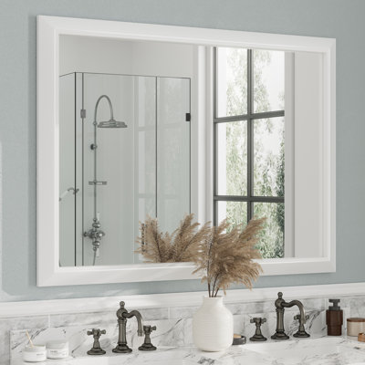Amara Tempered Glass and Aluminum Alloy Framed French Cleat Mounted Wall Mirror