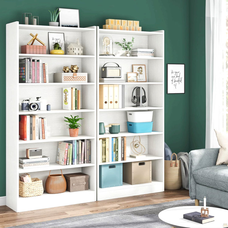 Bibliothèque moderne blanche 78 "à 7 niveaux avec rangement pour le salon, le bureau, la chambre à coucher