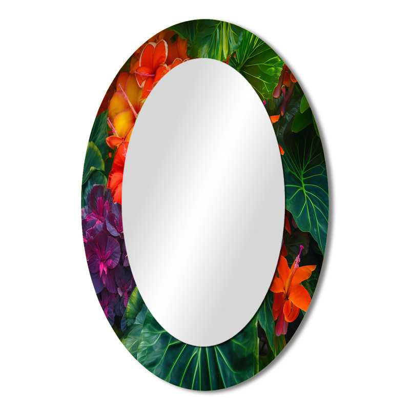 Miroir mural ovale Vibrantly Happy Blossoming, 36 po x 24 po