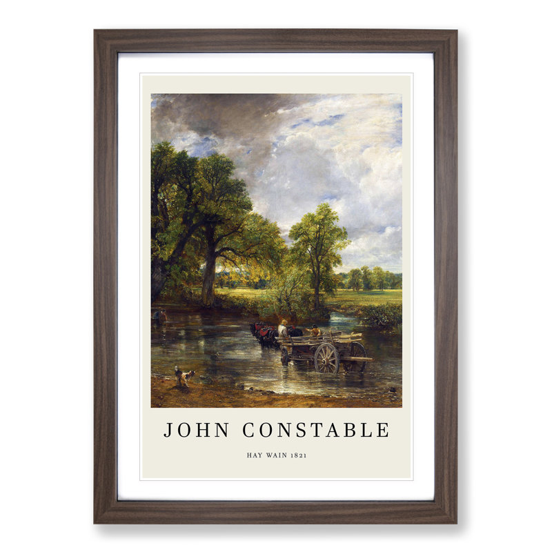 The Hay Wain by John Constable - Picture Frame Painting, 65cm H x 48cm W x 2cm D, Walnut Framed
