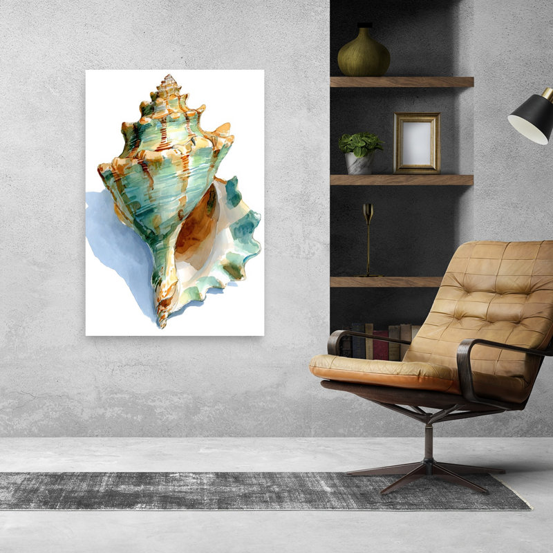 Coquillage en V abstrait, impression murale contemporaine, H 48 po x l 32 po