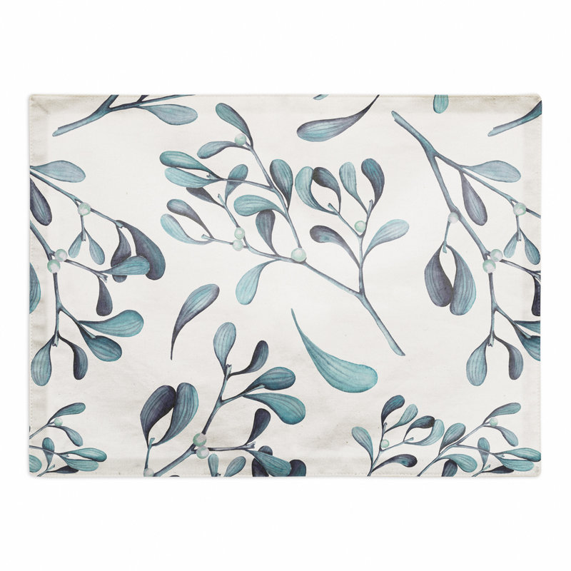 Poly Twill Floral Rectangle Placemat, Blue