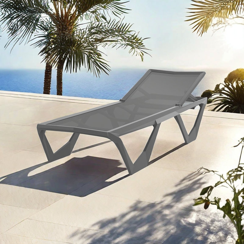Adjustable Aluminum Outdoor Chaise Outdoor Chaise Lounge, Black