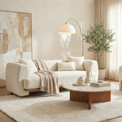 Canapé Flow 79 po, moderne, en chenille rembourrée, élégant canapé incurvé avec assise confortable pour le salon, beige