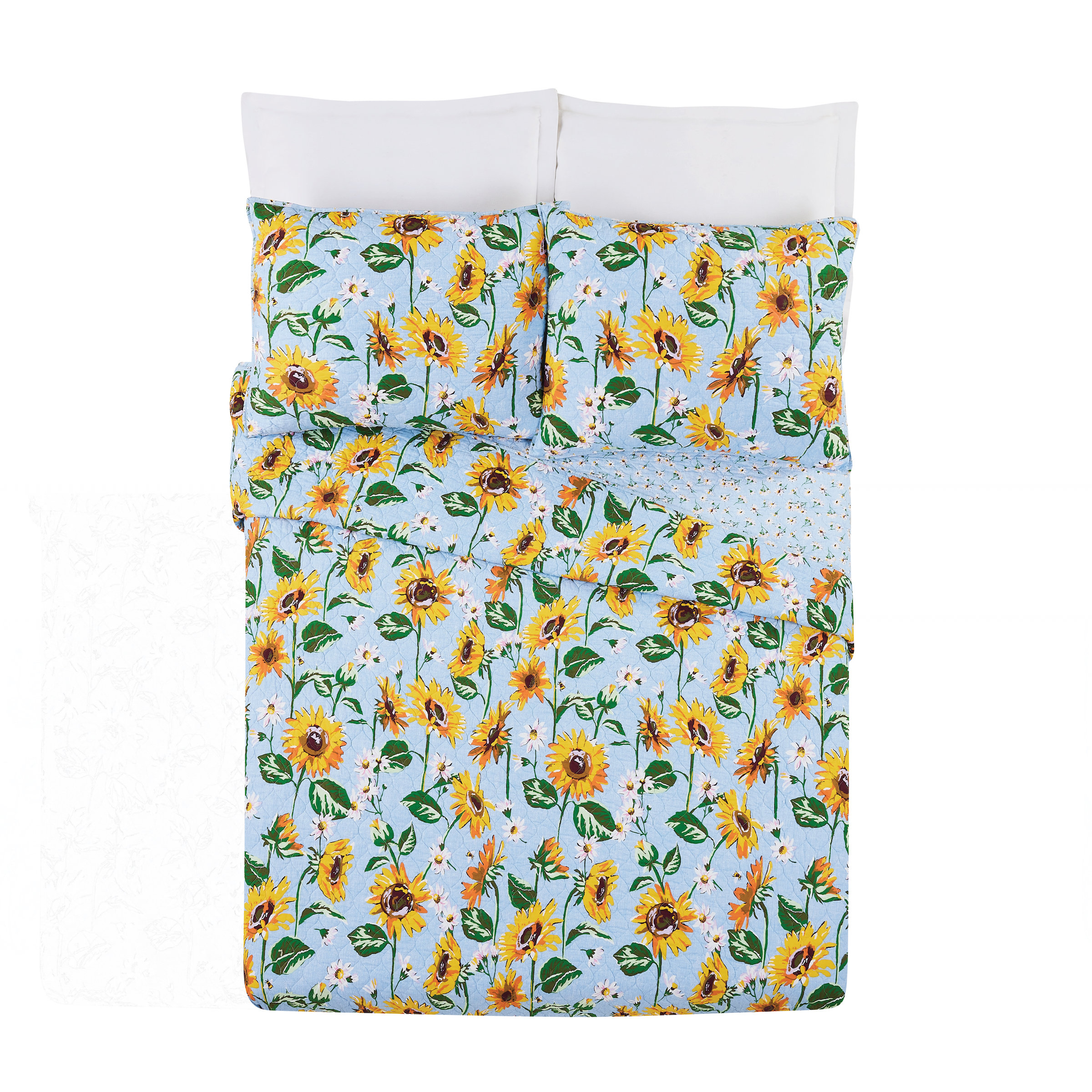 Sunny Yellow Tossed Sunflowers Cotton Woven Apparel Fabric