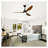 52 Inch Ceiling Fan with Lights, Quiet DC Motor Reversible Ceiling Fan with Remote Control, 6 Speed Matte Black Walnut Ceiling Fan for Living Room Bedroom Indoor - Contemporary Farmhouse Style-122097402