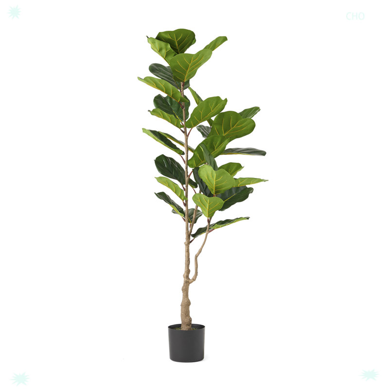 Achilles 58.93'' Faux Fiddle Leaf Fig Tree in Pot, 58.88"H x 24.08"W x 24.08"D
