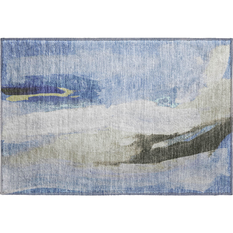 Premium Machine Washable Mouton Abstract Rug, Rectangle 1'8" x 2'6"