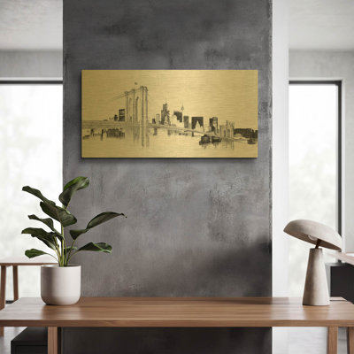  'Golden Vista' By Avery Tillmon Gold Metal Wall Art, 24" x 12"